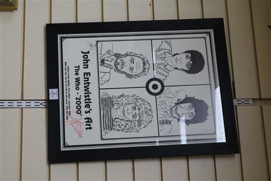 Pop and Rock Memorabilia, three framed posters,